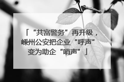 “共富警务”再升级，嵊州公安把企业“呼声”变为助企“哨声”