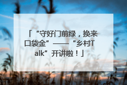 “守好门前绿，换来口袋金”——“乡村Talk”开讲啦！