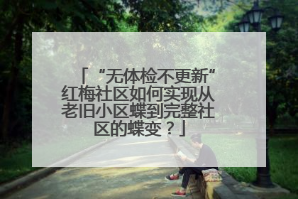 “无体检不更新”红梅社区如何实现从老旧小区蝶到完整社区的蝶变？