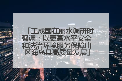 王成国在丽水调研时强调：以更高水平安全和法治环境服务保障山区海岛县高质量发展
