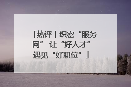 热评丨织密“服务网” 让“好人才”遇见“好职位”