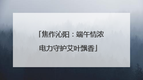 焦作沁阳：端午情浓 电力守护艾叶飘香