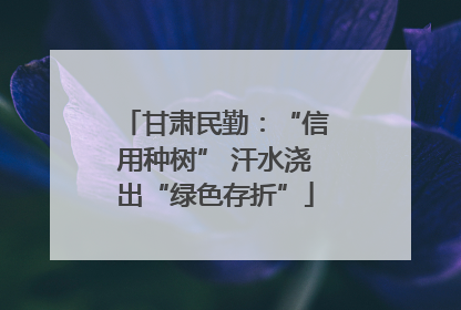 甘肃民勤：“信用种树” 汗水浇出“绿色存折”