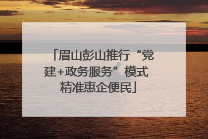 眉山彭山推行“党建+政务服务”模式 精准惠企便民