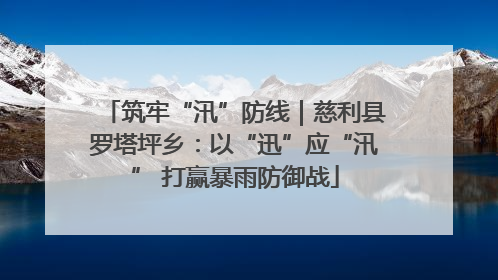 筑牢“汛”防线｜慈利县罗塔坪乡：以“迅”应“汛” 打赢暴雨防御战