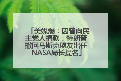 美媒爆：因曾向民主党人捐款，特朗普撤回马斯克盟友出任NASA局长提名