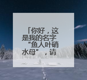 你好，这是我的名字“鱼人叶硝水母”，请多关照！