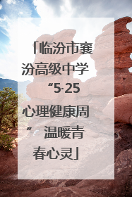 临汾市襄汾高级中学“5·25心理健康周” 温暖青春心灵