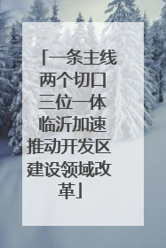一条主线 两个切口 三位一体 临沂加速推动开发区建设领域改革