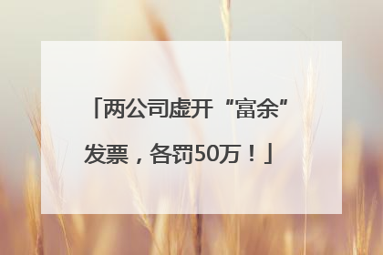 两公司虚开“富余”发票，各罚50万！