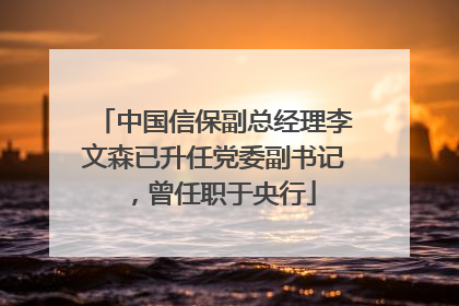 中国信保副总经理李文森已升任党委副书记，曾任职于央行