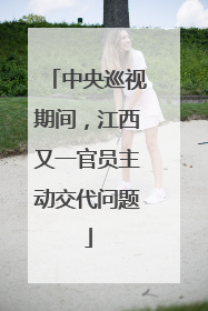 中央巡视期间，江西又一官员主动交代问题