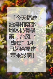 今天福建沿海和南部地区仍有暴雨，台风“蝴蝶”14日起给福建带来影响