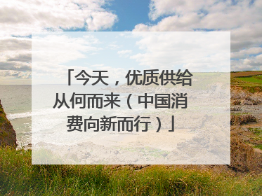 今天，优质供给从何而来（中国消费向新而行）