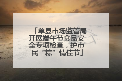 单县市场监管局开展端午节食品安全专项检查，护市民“粽”情佳节