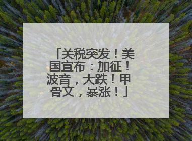 关税突发！美国宣布：加征！波音，大跌！甲骨文，暴涨！