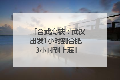 合武高铁：武汉出发1小时到合肥3小时到上海
