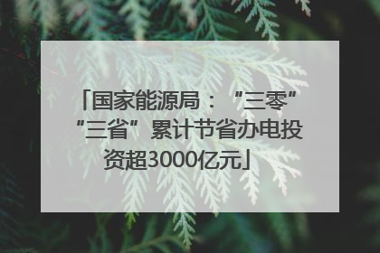 国家能源局：“三零”“三省”累计节省办电投资超3000亿元