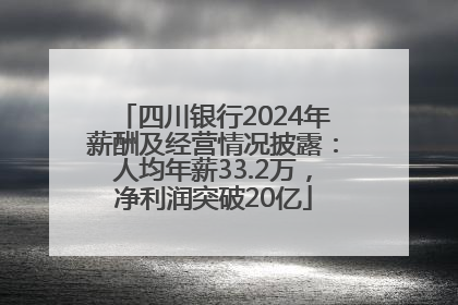 四川银行2024年薪酬及经营情况披露：人均年薪33.2万，净利润突破20亿