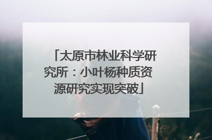 太原市林业科学研究所：小叶杨种质资源研究实现突破