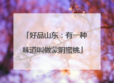 好品山东：有一种味道叫做蒙阴蜜桃