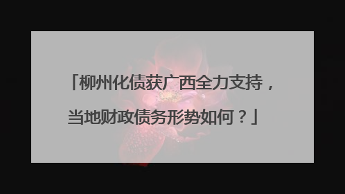 柳州化债获广西全力支持，当地财政债务形势如何？