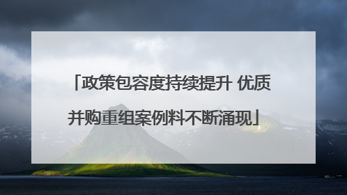 政策包容度持续提升 优质并购重组案例料不断涌现