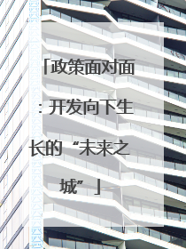 政策面对面：开发向下生长的“未来之城”