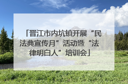 晋江市内坑镇开展“民法典宣传月”活动暨“法律明白人”培训会