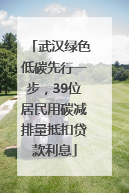 武汉绿色低碳先行一步，39位居民用碳减排量抵扣贷款利息