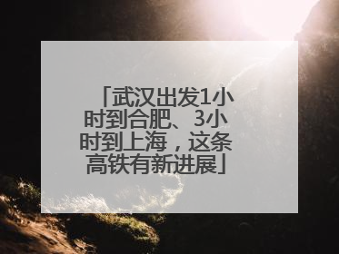 武汉出发1小时到合肥、3小时到上海，这条高铁有新进展
