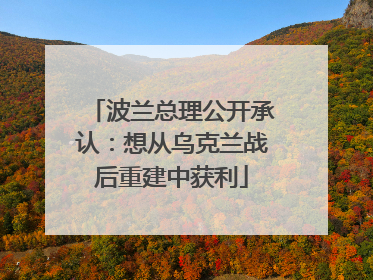 波兰总理公开承认：想从乌克兰战后重建中获利
