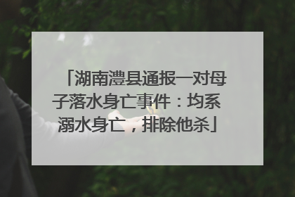 湖南澧县通报一对母子落水身亡事件：均系溺水身亡，排除他杀