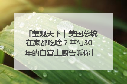 莹观天下｜美国总统在家都吃啥？掌勺30年的白宫主厨告诉你