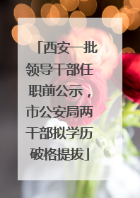 西安一批领导干部任职前公示，市公安局两干部拟学历破格提拔