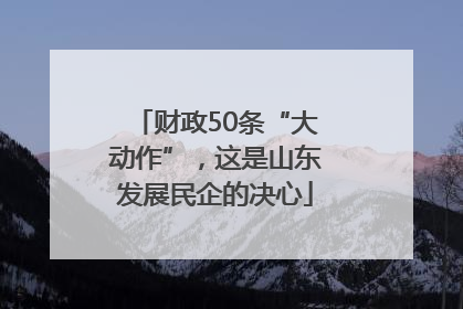 财政50条“大动作”，这是山东发展民企的决心