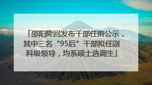 邵阳隆回发布干部任前公示，其中三名“95后”干部拟任副科级领导，均系硕士选调生