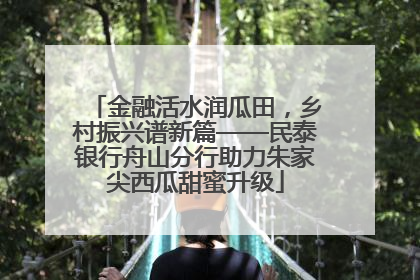 金融活水润瓜田，乡村振兴谱新篇——民泰银行舟山分行助力朱家尖西瓜甜蜜升级