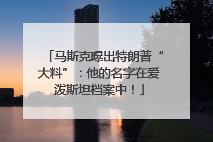 马斯克曝出特朗普“大料”：他的名字在爱泼斯坦档案中！