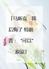 马斯克：我后悔了 特朗普：“可以”原谅