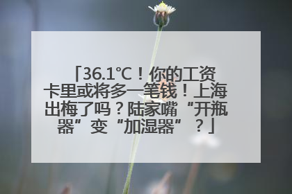36.1℃！你的工资卡里或将多一笔钱！上海出梅了吗？陆家嘴“开瓶器”变“加湿器”？